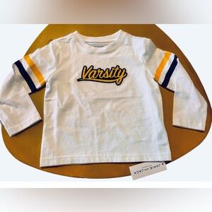 Janie And Jack Boys Long Sleeve Crew Neck Varsity Shirt Size 2T. NWT.
